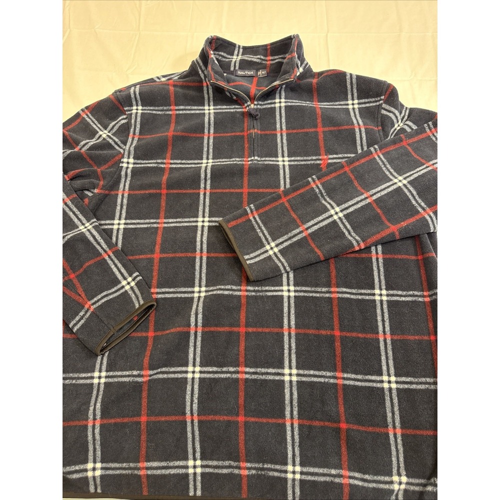 SWEATSHIRT 1/4 Nautica MENS XLT NAVY Pullover Fleece Cotton